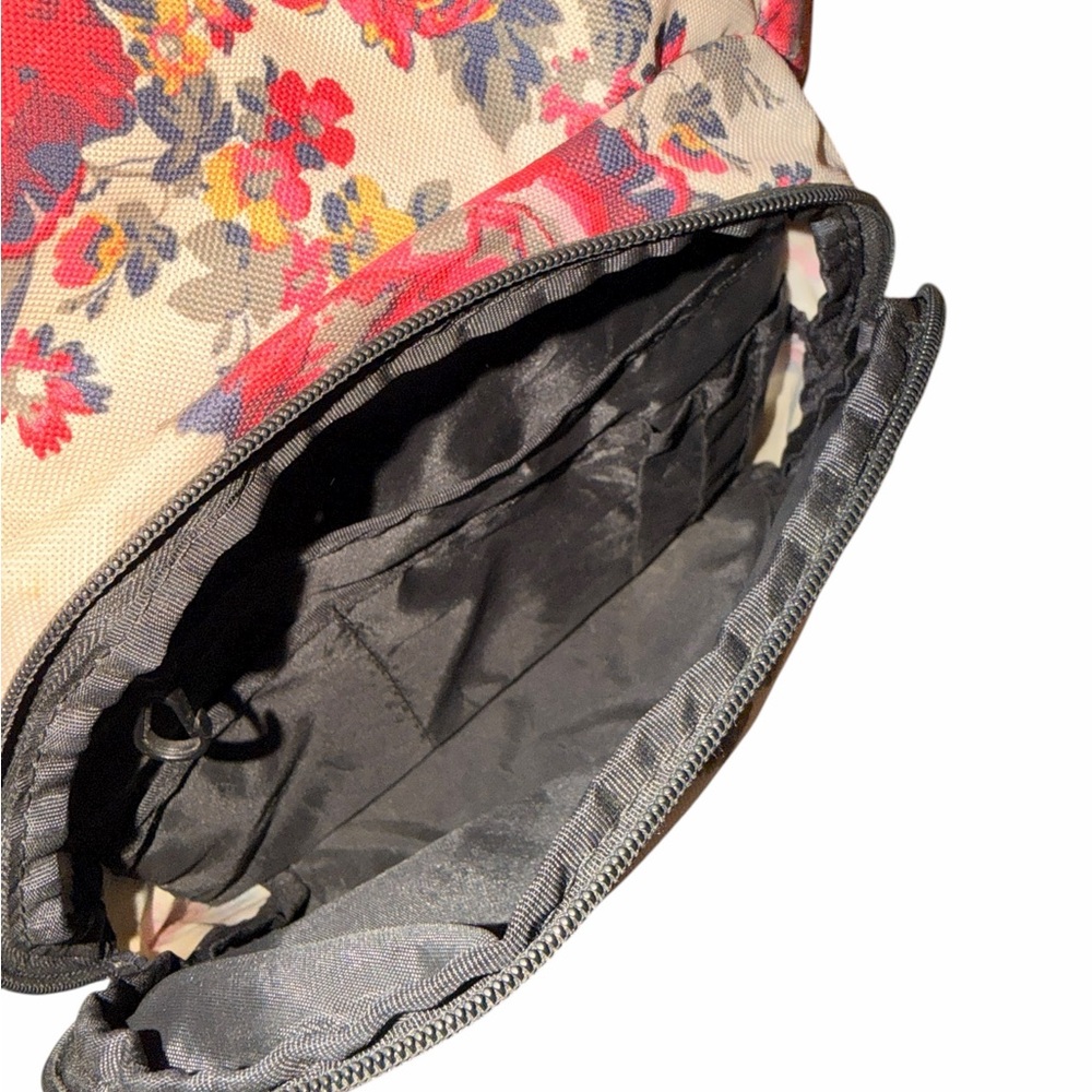 Vintage Floral Pattern Roxy Large Canvas Backpack (W/ rip in left mesh netting) - Picture 9 of 9